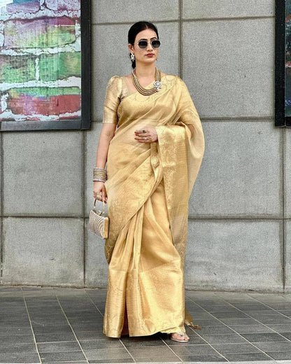 Aaradhya – Kanchi Border Copper Tissue Silk Saree