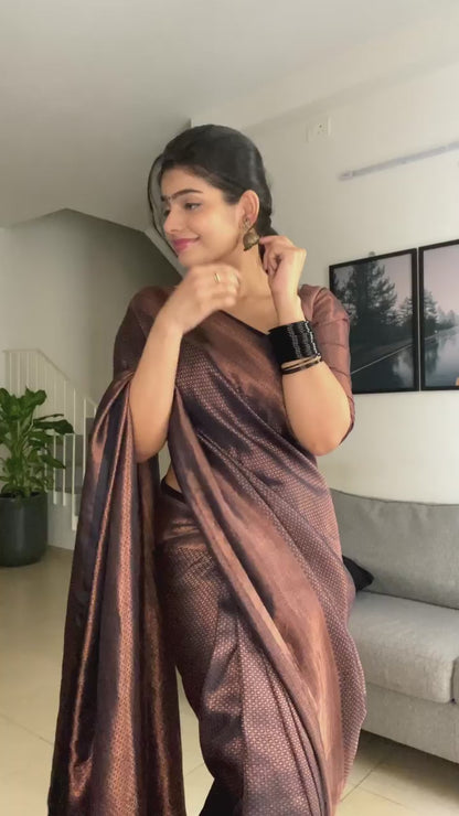 Abha Black Soft Banarasi Silk Saree With Enchanting Blouse Piece - ABHA