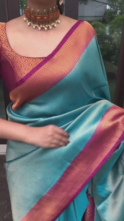 Bindu Ocean-Wine Soft SIlk Saree With Attractive Blouse Piece