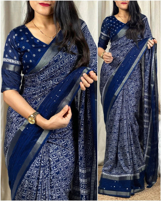 Vayushin Blue Dola Silk Designer Saree with Elegant Blouse