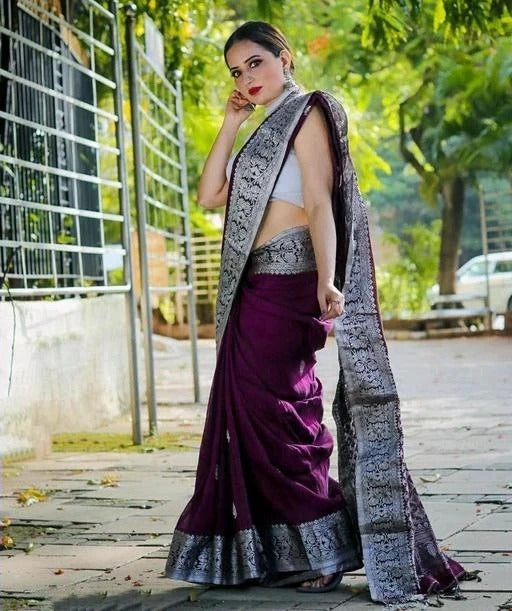 Siddhi Purple Soft Silk Saree With Attractive Blouse Piece